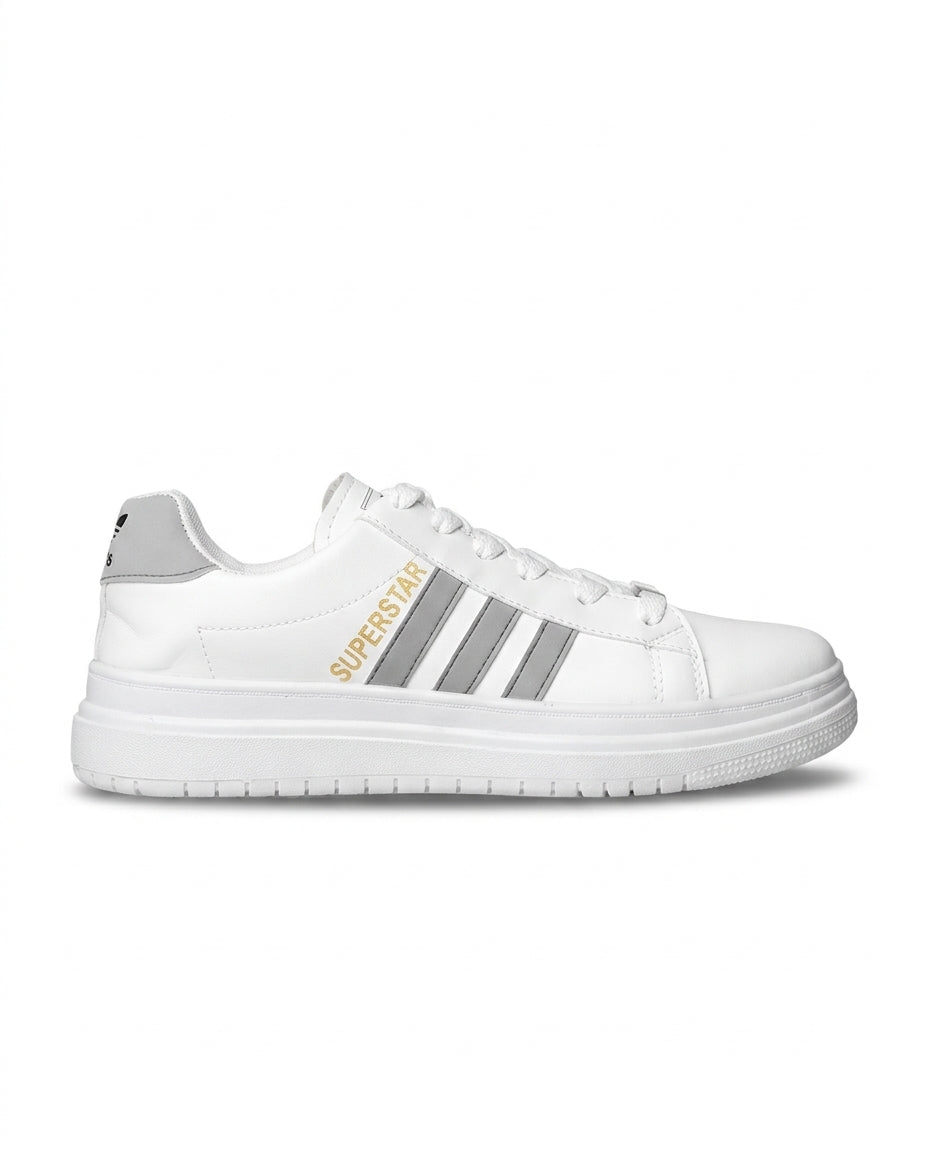 7026 - Side Printed Flat Sneaker Faux Leather For Men