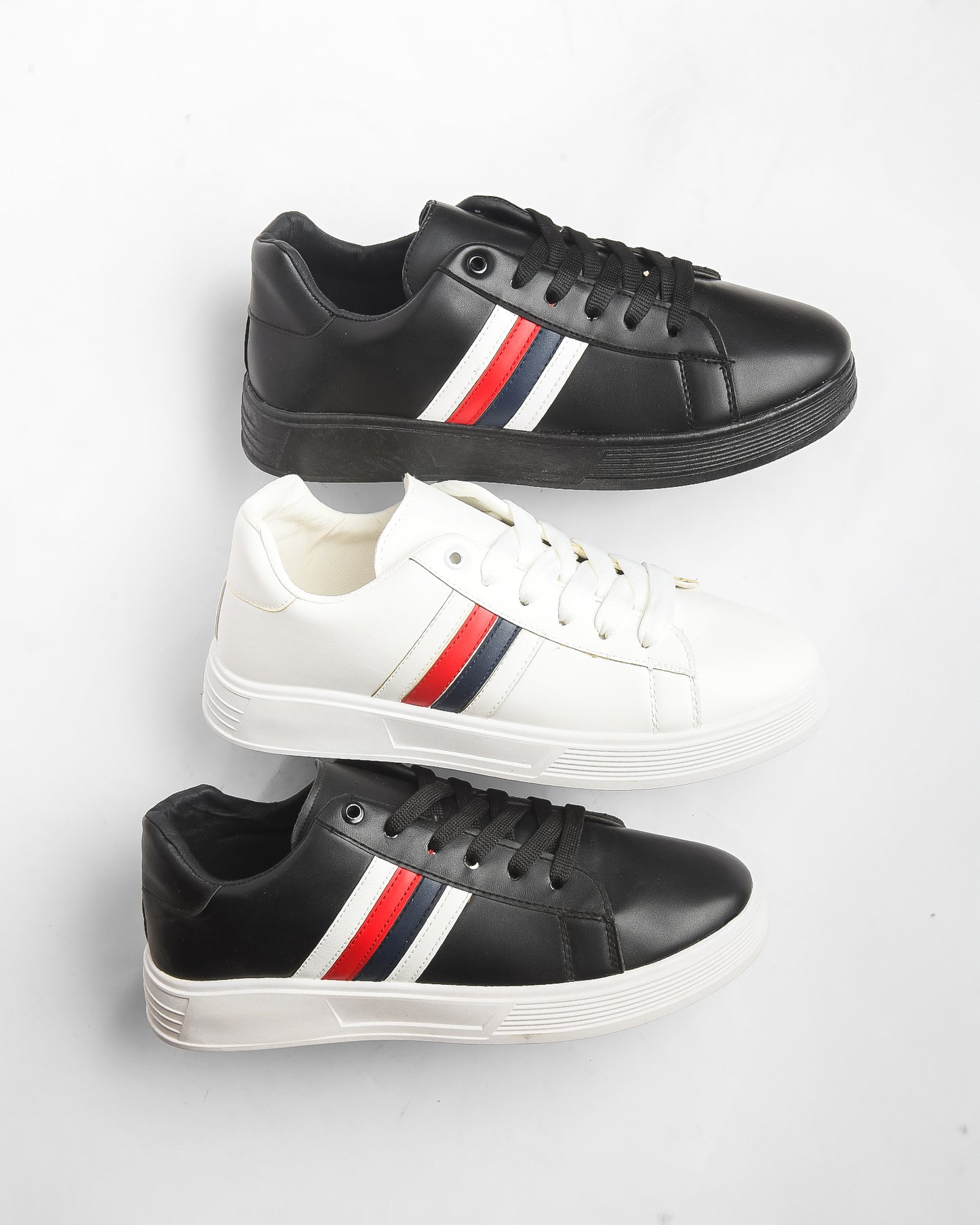 7043 - Side Colored Fashion Leather Flat Sneakers For Men