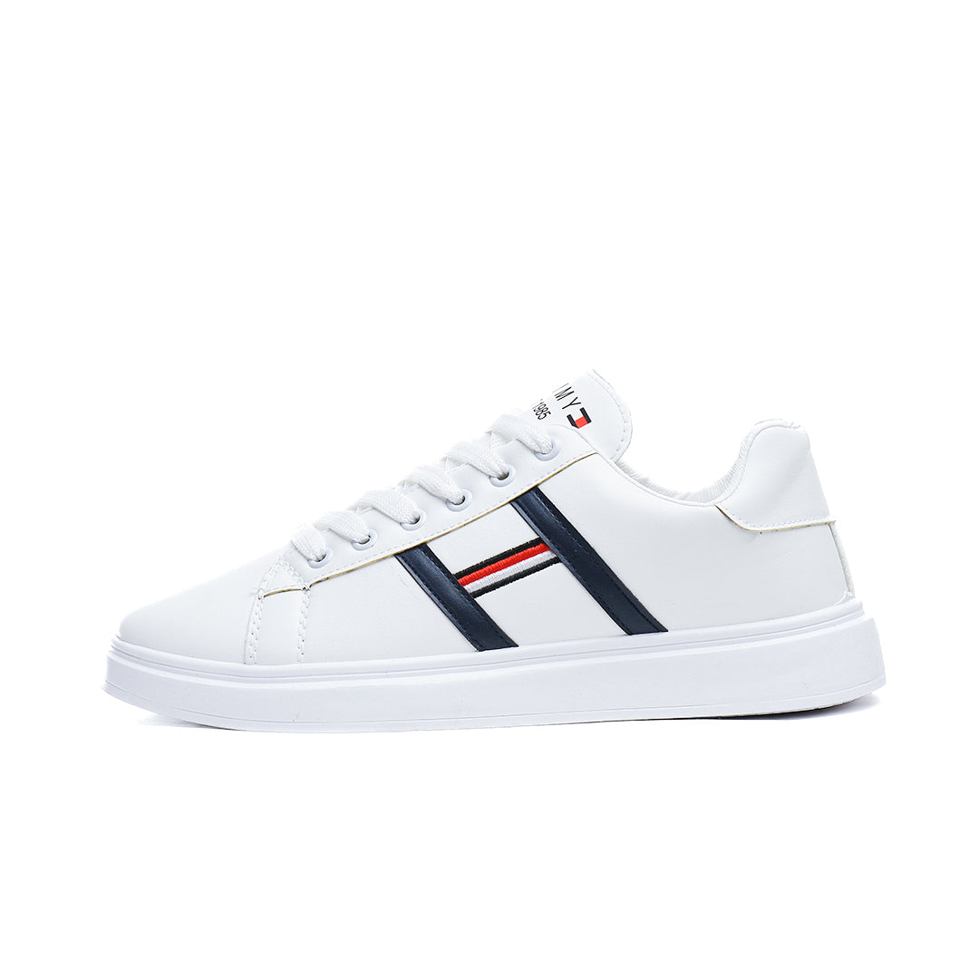 Side Printed Flat Sneaker Faux Leather For Men