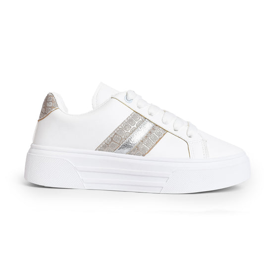 Shiny back flat sneakers for women