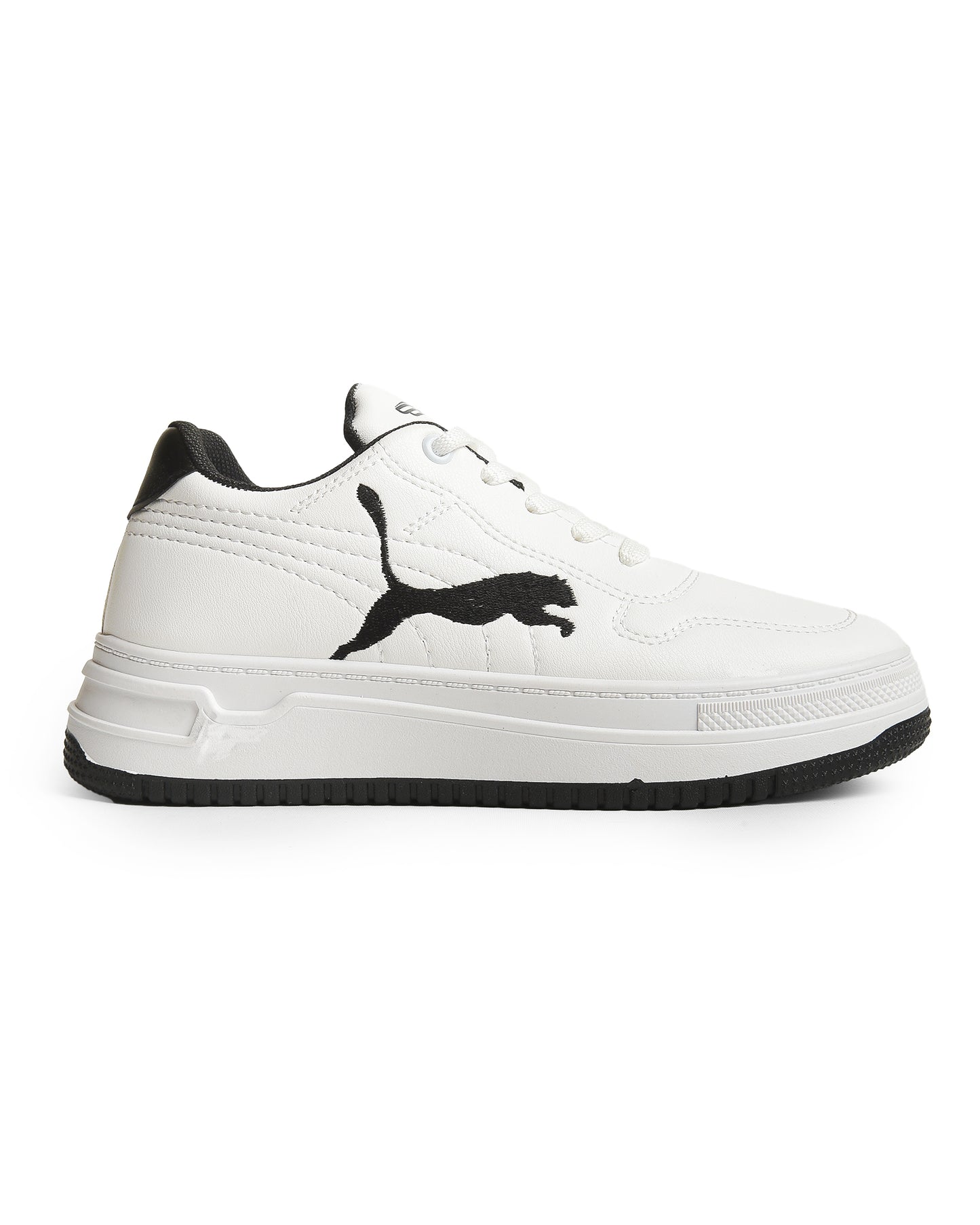 Side Printed Lace-Up White Flat Sneakers For Women