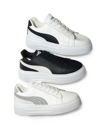 كوتشي فلات ابيض بكعب ملون حريمي