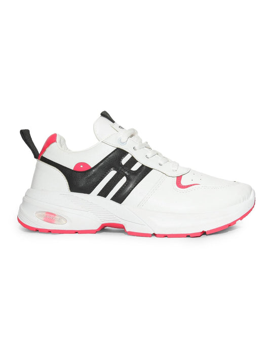 6819 - Side colored lace-up flat sneakers for women