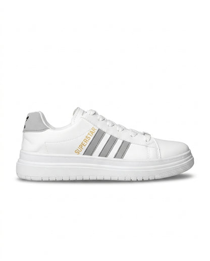 7026 - Side Printed Flat Sneaker Faux Leather For Men