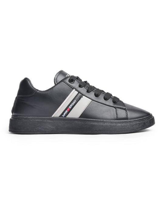 Side Colored Fashion Leather Flat Sneakers For Men