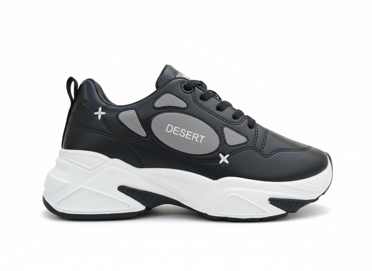 كوتشي فاشون مصنوع من الجلد المرن بنعل عريض للنساء