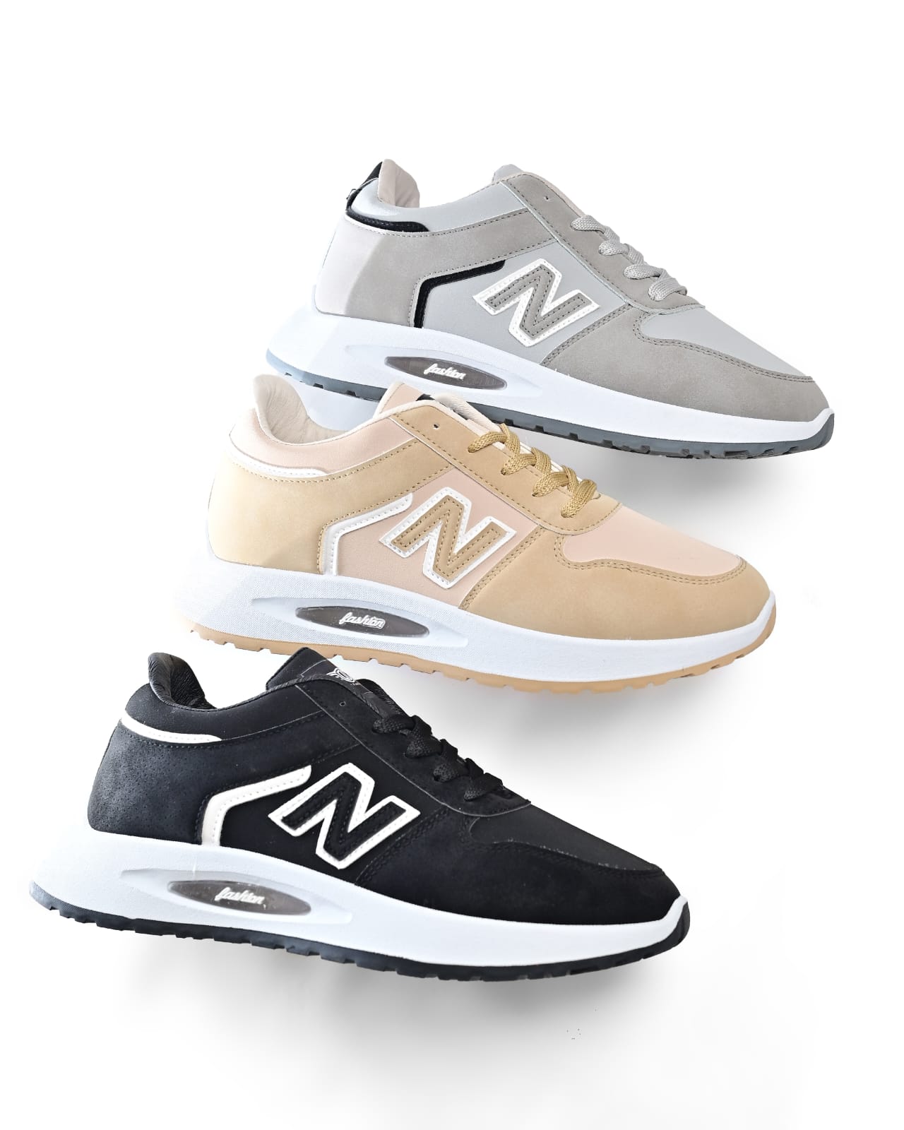 7844 - Fashion / Sportive Sneaker from Mixed chamois and textile For Men